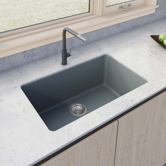 Ruvati - 30-inch Fireclay Undermount / Drop-in Topmount Kitchen Sink Single Bowl – Blue- RVL3030LU