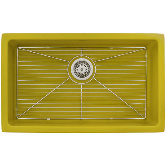 Ruvati - 30-inch Fireclay Undermount / Drop-in Topmount Kitchen Sink Single Bowl – Yellow – RVL3030YL