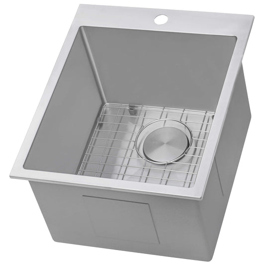 Ruvati - Topmount Laundry Utility Sink 18 x 22 x 12 inch Rounded Corners Deep 16 Gauge Stainless Steel – RVU6018