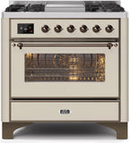 ILVE - 36" Magestic II Series Freestanding Dual Fuel Range - Griddle, Glass Door(s) - Warming Drawer - Natural Gas