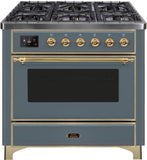 ILVE - 36" Magestic II Series Freestanding Dual Fuel Range - Griddle, Glass Door(s) - Warming Drawer - Natural Gas