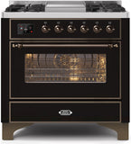 ILVE - 36" Magestic II Series Freestanding Dual Fuel Range - Griddle, Glass Door(s) - Warming Drawer - Natural Gas