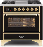 ILVE - 36" Magestic II Series Freestanding Dual Fuel Range - Griddle, Glass Door(s) - Warming Drawer - Natural Gas