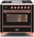 ILVE - 36" Magestic II Series Freestanding Dual Fuel Range - Griddle, Glass Door(s) - Warming Drawer - Natural Gas