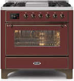 ILVE - 36" Magestic II Series Freestanding Dual Fuel Range - Griddle, Glass Door(s) - Warming Drawer - Natural Gas