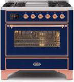 ILVE - 36" Magestic II Series Freestanding Dual Fuel Range - Griddle, Glass Door(s) - Warming Drawer - Natural Gas