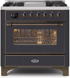 ILVE - 36" Magestic II Series Freestanding Dual Fuel Range - Griddle, Glass Door(s) - Warming Drawer - Natural Gas