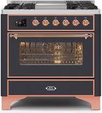 ILVE - 36" Magestic II Series Freestanding Dual Fuel Range - Griddle, Glass Door(s) - Warming Drawer - Natural Gas