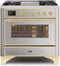 ILVE - 36" Magestic II Series Freestanding Dual Fuel Range - Griddle, Glass Door(s) - Warming Drawer - Natural Gas