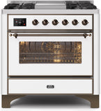 ILVE - 36" Magestic II Series Freestanding Dual Fuel Range - Griddle, Glass Door(s) - Warming Drawer - Natural Gas