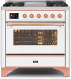 ILVE - 36" Magestic II Series Freestanding Dual Fuel Range - Griddle, Glass Door(s) - Warming Drawer - Natural Gas