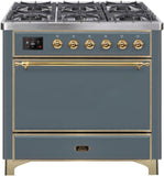 ILVE - 36" Magestic II Series Freestanding Dual Fuel Range - Griddle, Solid Door(s) - Warming Drawer - Natural Gas