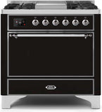 ILVE - 36" Magestic II Series Freestanding Dual Fuel Range - Griddle, Solid Door(s) - Warming Drawer - Natural Gas