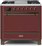 ILVE - 36" Magestic II Series Freestanding Dual Fuel Range - Griddle, Solid Door(s) - Warming Drawer - Natural Gas