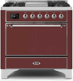 ILVE - 36" Magestic II Series Freestanding Dual Fuel Range - Griddle, Solid Door(s) - Warming Drawer - Natural Gas