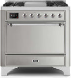 ILVE - 36" Magestic II Series Freestanding Dual Fuel Range - Griddle, Solid Door(s) - Warming Drawer - Natural Gas