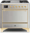 ILVE - 36" Magestic II Series Freestanding Dual Fuel Range - Griddle, Solid Door(s) - Warming Drawer - Natural Gas