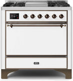 ILVE - 36" Magestic II Series Freestanding Dual Fuel Range - Griddle, Solid Door(s) - Warming Drawer - Natural Gas