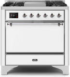 ILVE - 36" Magestic II Series Freestanding Dual Fuel Range - Griddle, Solid Door(s) - Warming Drawer - Natural Gas