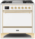 ILVE - 36" Magestic II Series Freestanding Dual Fuel Range - Griddle, Solid Door(s) - Warming Drawer - Natural Gas