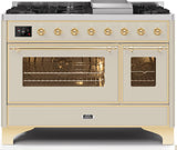 ILVE - 48" Magestic II Series Freestanding Dual Fuel Range - Griddle, Glass Door(s) - Warming Drawer - Natural Gas