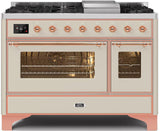 ILVE - 48" Magestic II Series Freestanding Dual Fuel Range - Griddle, Glass Door(s) - Warming Drawer - Natural Gas