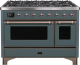 ILVE - 48" Magestic II Series Freestanding Dual Fuel Range - Griddle, Glass Door(s) - Warming Drawer - Natural Gas