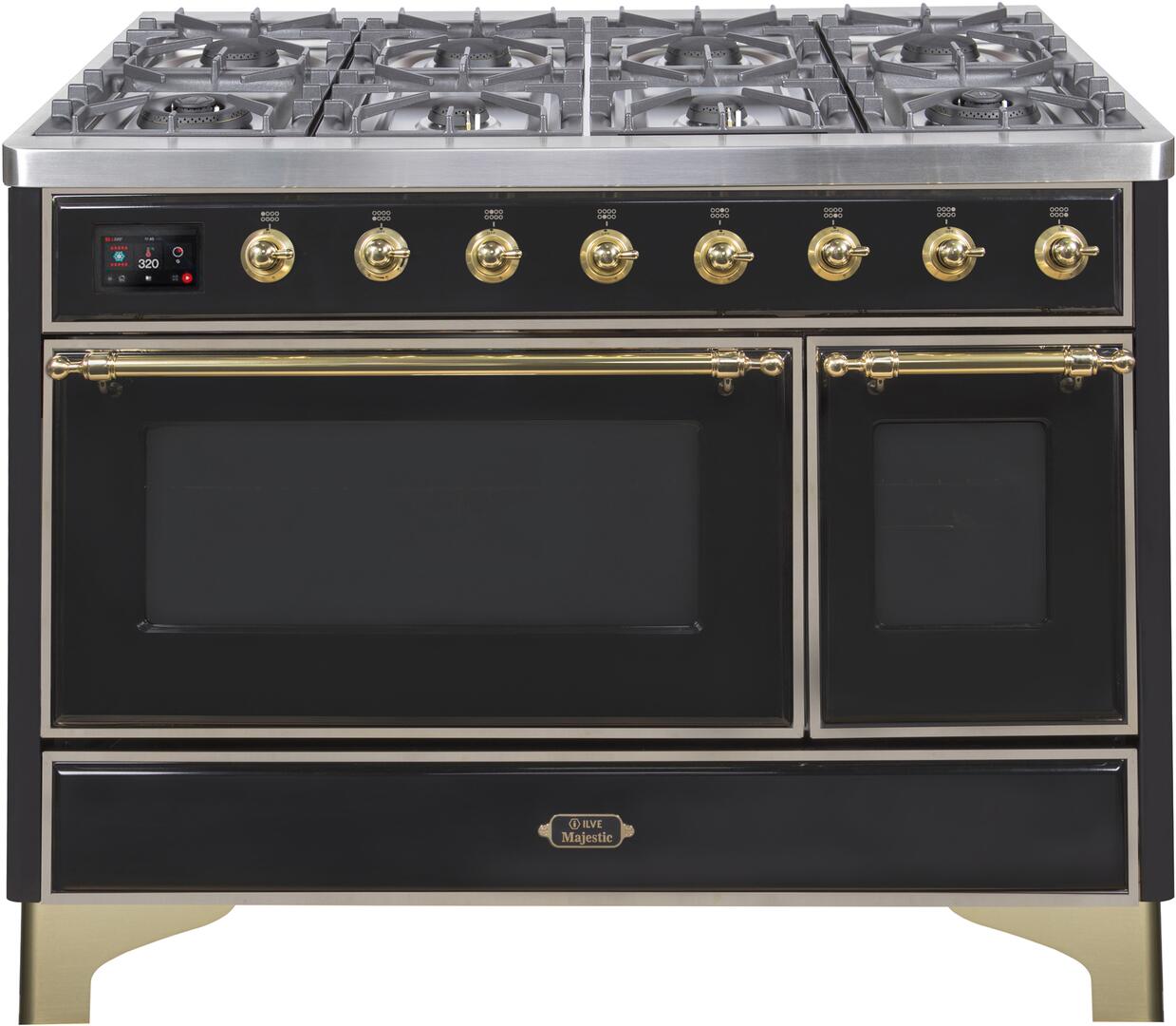 ILVE - 48" Magestic II Series Freestanding Dual Fuel Range - Griddle, Glass Door(s) - Warming Drawer - Natural Gas