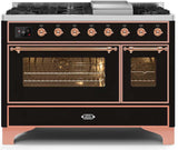 ILVE - 48" Magestic II Series Freestanding Dual Fuel Range - Griddle, Glass Door(s) - Warming Drawer - Natural Gas