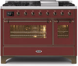 ILVE - 48" Magestic II Series Freestanding Dual Fuel Range - Griddle, Glass Door(s) - Warming Drawer - Natural Gas