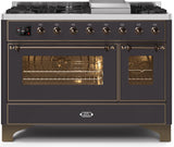 ILVE - 48" Magestic II Series Freestanding Dual Fuel Range - Griddle, Glass Door(s) - Warming Drawer - Natural Gas