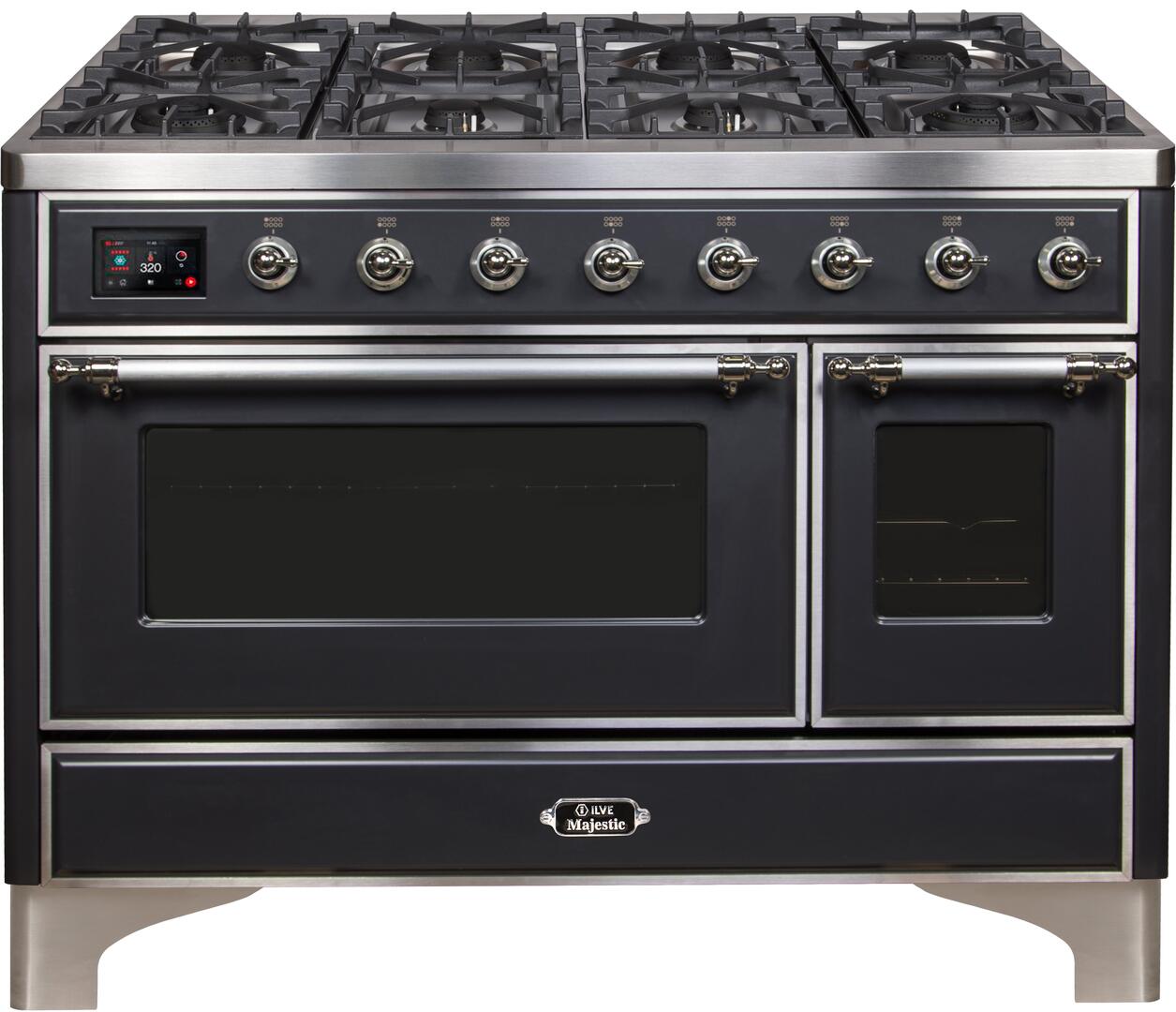 ILVE - 48" Magestic II Series Freestanding Dual Fuel Range - Griddle, Glass Door(s) - Warming Drawer - Natural Gas