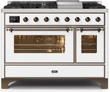 ILVE - 48" Magestic II Series Freestanding Dual Fuel Range - Griddle, Glass Door(s) - Warming Drawer - Natural Gas