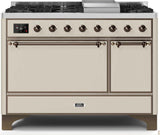 ILVE - 48" Magestic II Series Freestanding Dual Fuel Range - Solid Door(s) - Warming Drawer - Natural Gas