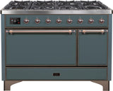 ILVE - 48" Magestic II Series Freestanding Dual Fuel Range - Solid Door(s) - Warming Drawer - Natural Gas