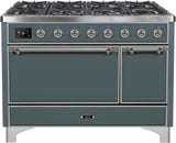 ILVE - 48" Magestic II Series Freestanding Dual Fuel Range - Solid Door(s) - Warming Drawer - Natural Gas