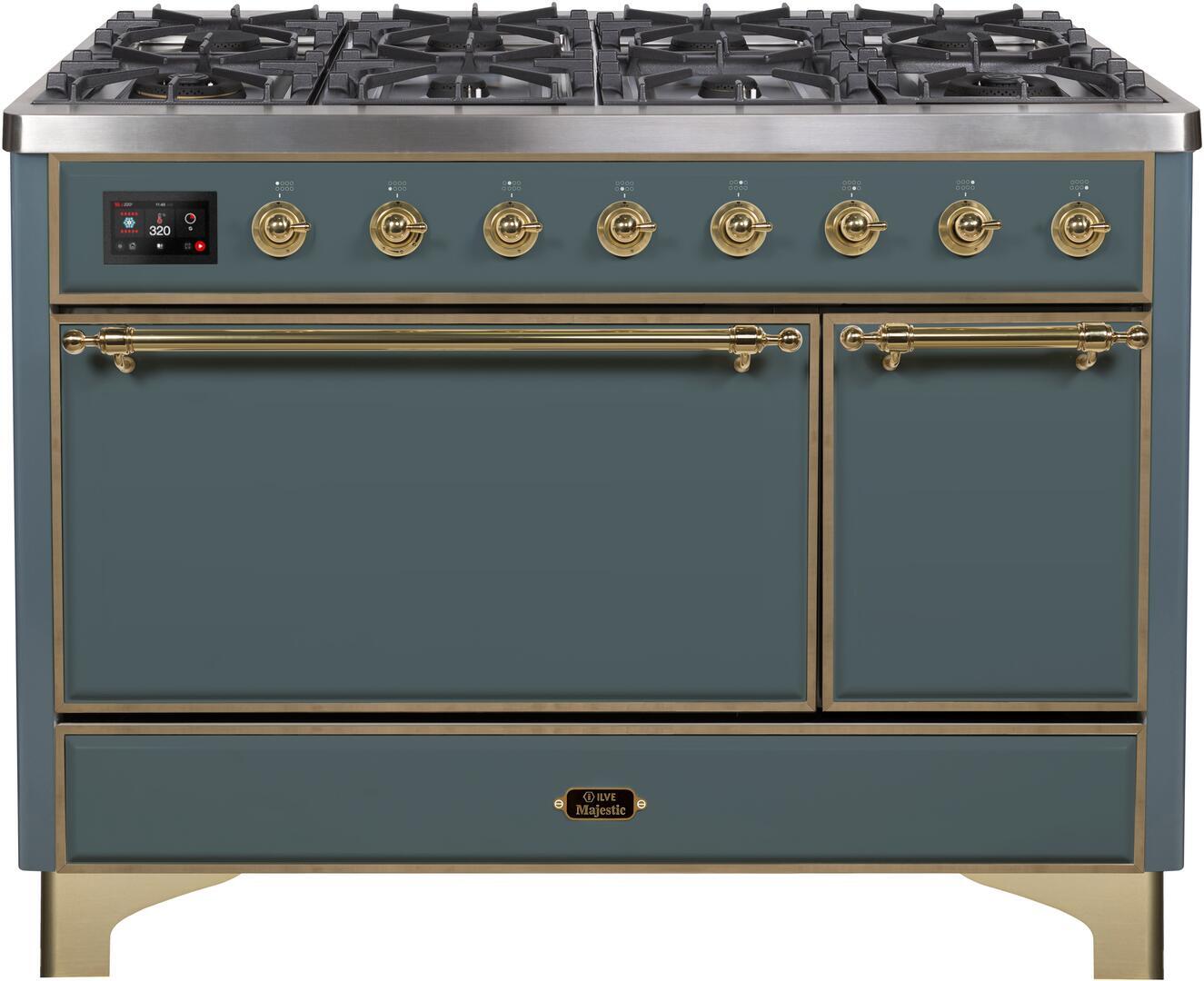 ILVE - 48" Magestic II Series Freestanding Dual Fuel Range - Solid Door(s) - Warming Drawer - Natural Gas