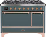 ILVE - 48" Magestic II Series Freestanding Dual Fuel Range - Solid Door(s) - Warming Drawer - Natural Gas