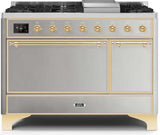 ILVE - 48" Magestic II Series Freestanding Dual Fuel Range - Solid Door(s) - Warming Drawer - Natural Gas