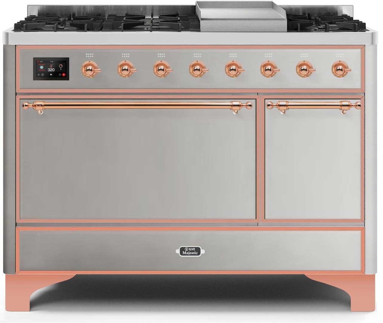 ILVE - 48" Magestic II Series Freestanding Dual Fuel Range - Solid Door(s) - Warming Drawer - Natural Gas