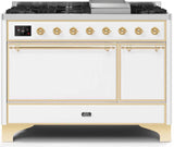 ILVE - 48" Magestic II Series Freestanding Dual Fuel Range - Solid Door(s) - Warming Drawer - Natural Gas