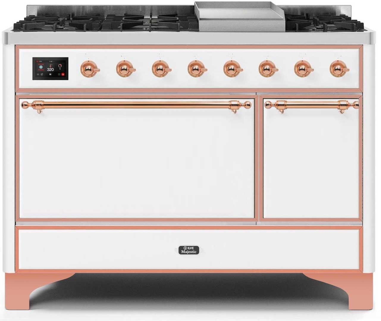 ILVE - 48" Magestic II Series Freestanding Dual Fuel Range - Solid Door(s) - Warming Drawer - Natural Gas