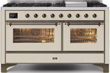 ILVE - 60" Magestic II Series Freestanding Dual Fuel Range - Griddle, Glass Door(s) - Warming Drawer - Natural Gas