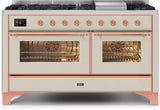 ILVE - 60" Magestic II Series Freestanding Dual Fuel Range - Griddle, Glass Door(s) - Warming Drawer - Natural Gas