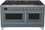 ILVE - 60" Magestic II Series Freestanding Dual Fuel Range - Griddle, Glass Door(s) - Warming Drawer - Natural Gas