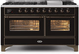 ILVE - 60" Magestic II Series Freestanding Dual Fuel Range - Griddle, Glass Door(s) - Warming Drawer - Natural Gas