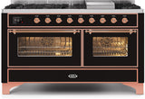 ILVE - 60" Magestic II Series Freestanding Dual Fuel Range - Griddle, Glass Door(s) - Warming Drawer - Natural Gas