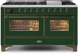 ILVE - 60" Magestic II Series Freestanding Dual Fuel Range - Griddle, Glass Door(s) - Warming Drawer - Natural Gas