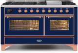 ILVE - 60" Magestic II Series Freestanding Dual Fuel Range - Griddle, Glass Door(s) - Warming Drawer - Natural Gas