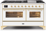 ILVE - 60" Magestic II Series Freestanding Dual Fuel Range - Griddle, Glass Door(s) - Warming Drawer - Natural Gas